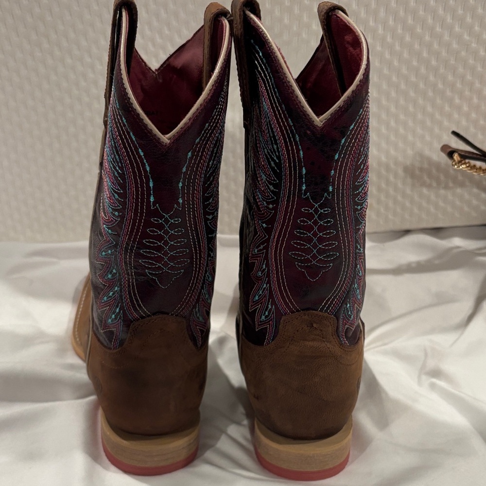 Ariat Brown and Red Kids Western Boots - Picture 8 of 10